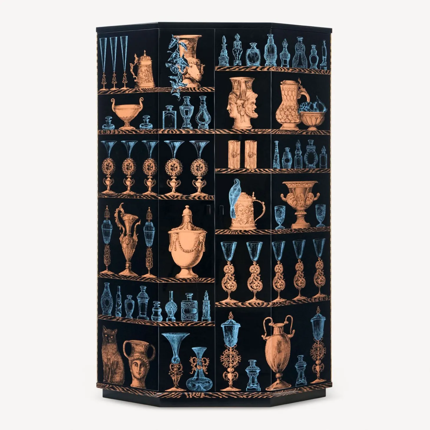 mobile_bar_curvo_poliedri_0.webp Fornasetti Mobile Bar Curvo Poliedrico Vasi^ Armadi Curvi