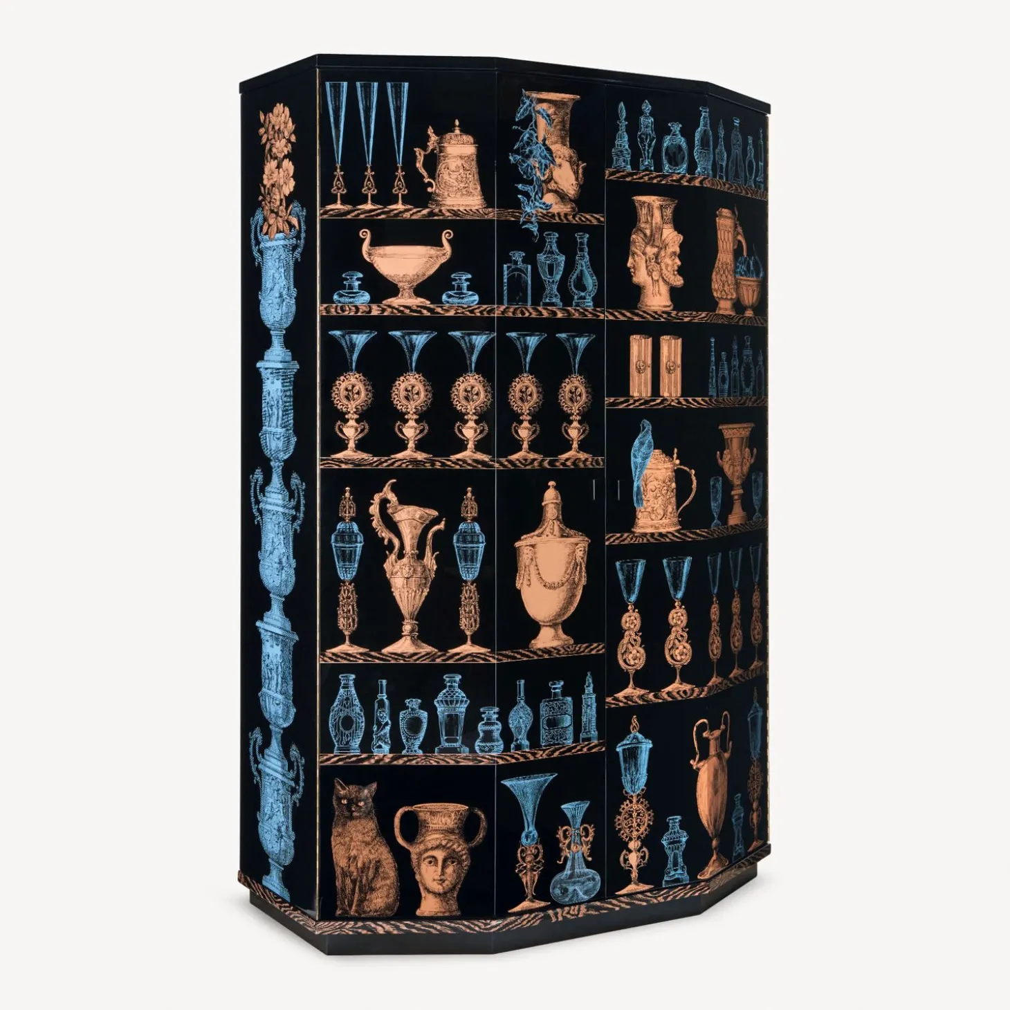 mobile_bar_curvo_poliedri_2.webp Fornasetti Mobile Bar Curvo Poliedrico Vasi^ Armadi Curvi