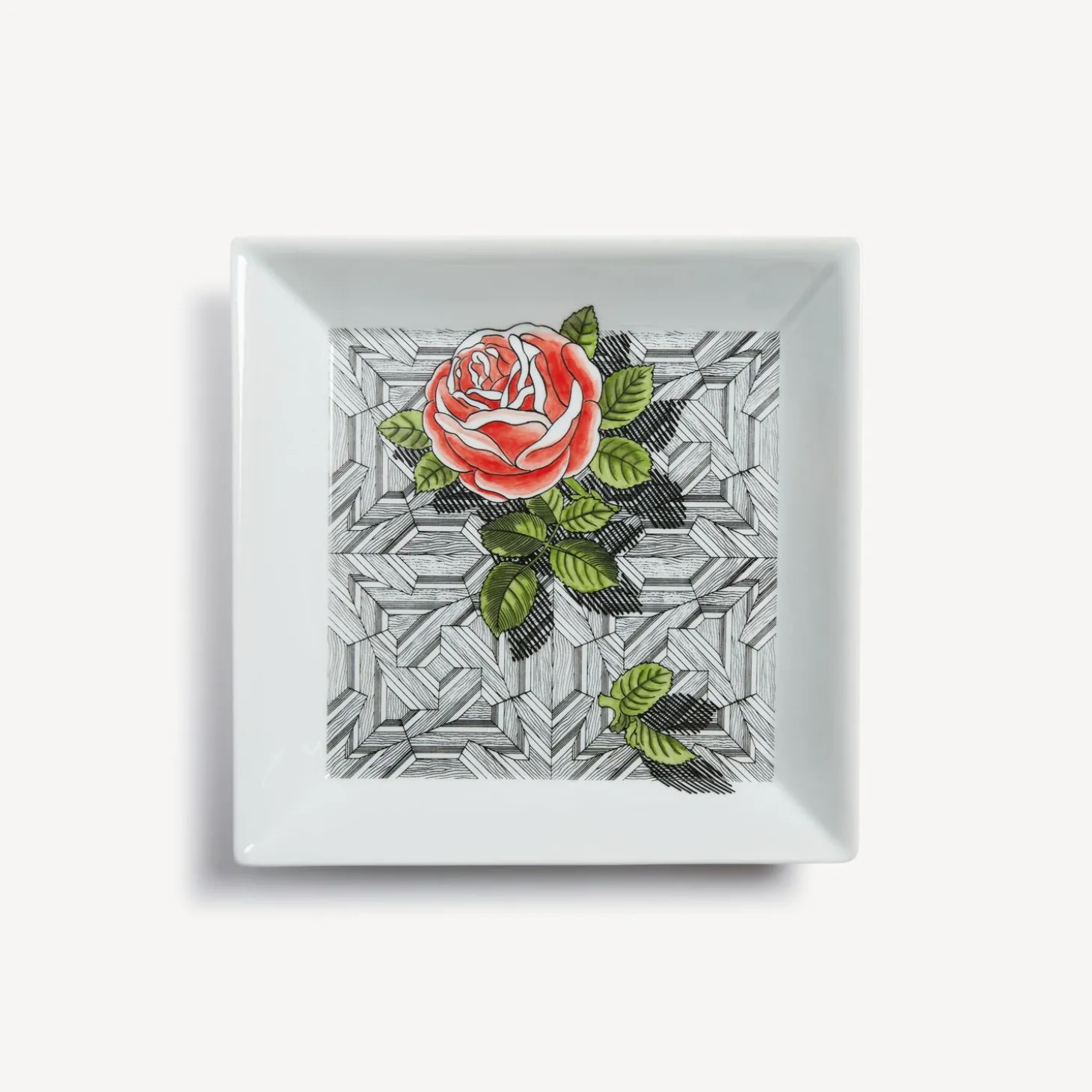 piatto_quadrato_musciarab_0.webp Fornasetti Piatto Quadrato Musciarabia Con Rose^ Piatti Decorativi
