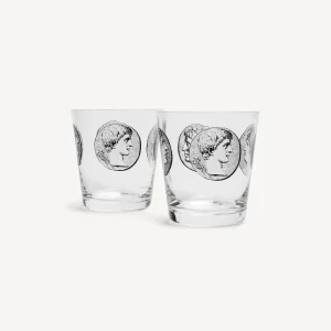 Fornasetti Set 2 Bicchieri Acqua Cammei^ Bicchieri E Sottobicchieri