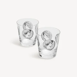 Fornasetti Set 2 Bicchieri Acqua Cammei^ Bicchieri E Sottobicchieri
