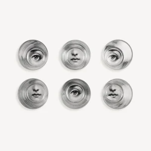 Fornasetti Set 6 Bicchieri Occhio E Bocca^ Bicchieri E Sottobicchieri