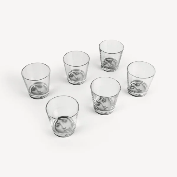 Fornasetti Set 6 Bicchieri Tema E Variazioni^ Bicchieri E Sottobicchieri