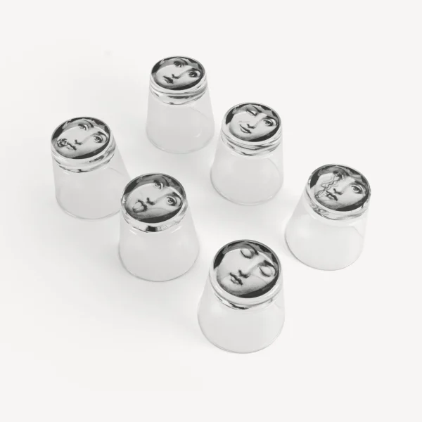 Fornasetti Set 6 Bicchieri Tema E Variazioni^ Bicchieri E Sottobicchieri