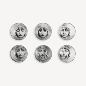 Fornasetti Set 6 Bicchieri Tema E Variazioni^ Bicchieri E Sottobicchieri