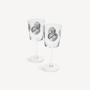 Fornasetti Set 2 Calici Vino Cammei^ Bicchieri E Sottobicchieri