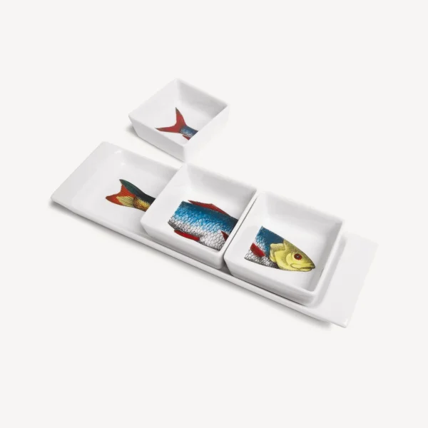 Fornasetti Set Antipasto Pesci^ Set Di Antipasti E Centrotavola